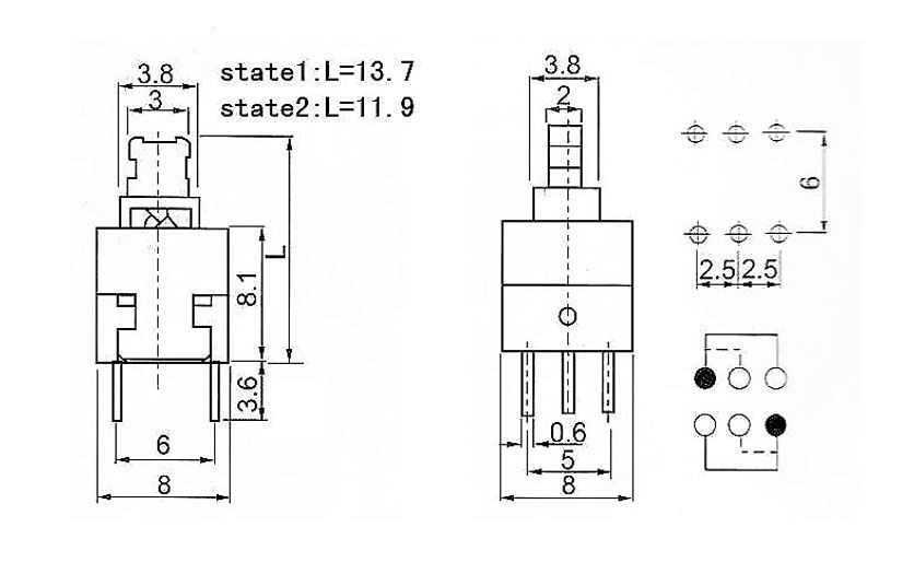 Tlacitko-8x8mm-1,5A-25VDC